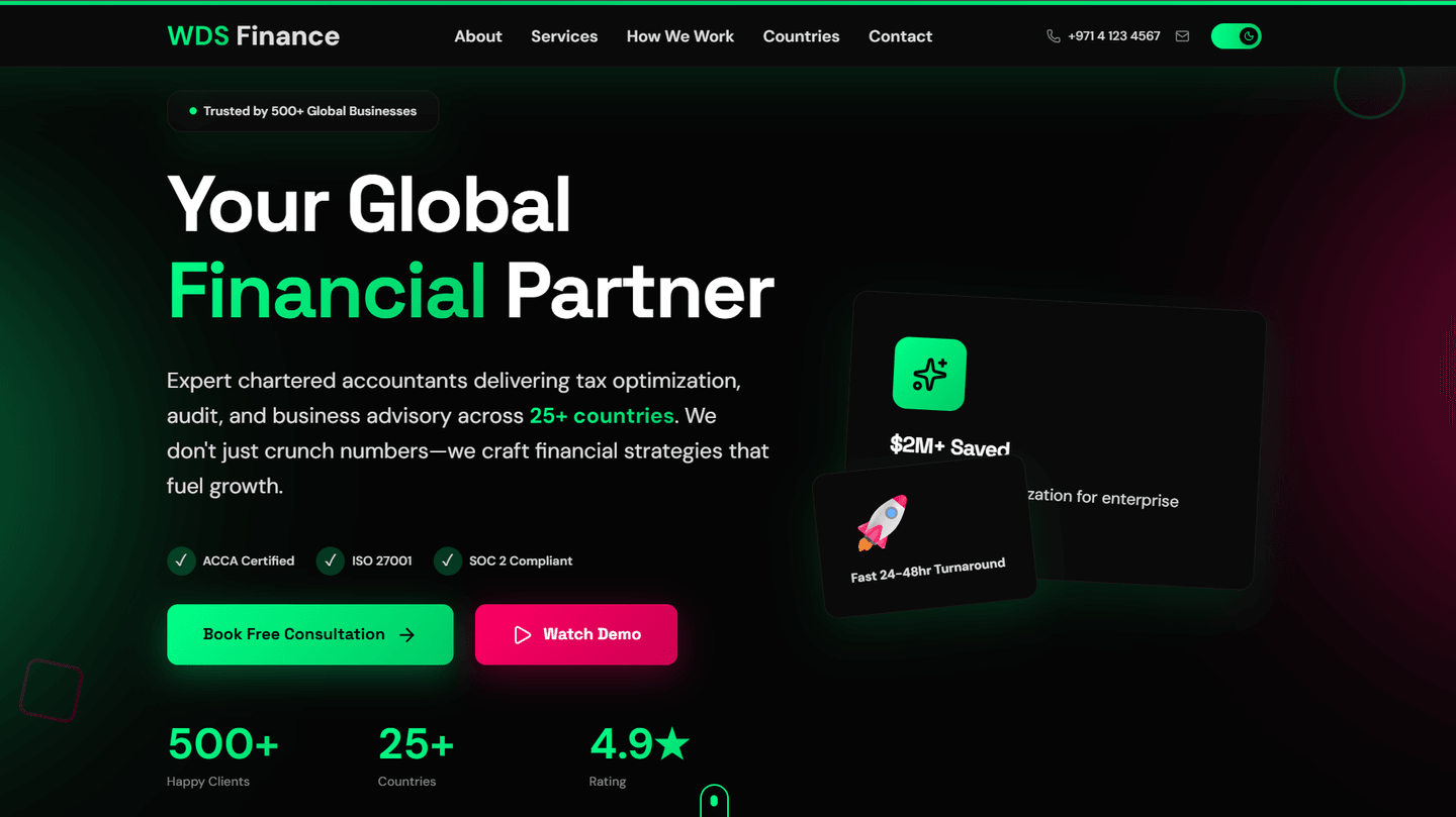 WDS Finance website design: Site for a chartered accountancy and financial advisory practice